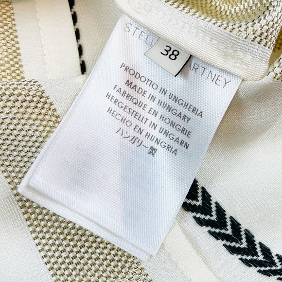 STELLA MCCARTNEY • Gold and Black Striped Silk Button-Down Shirt - Picture 12 of 16